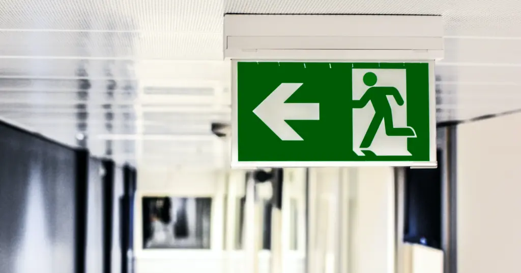 A fire exit sign.